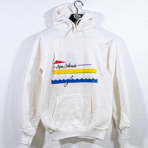 Aspen Colorado Ski Raglan Hoodie Sweatshirt H Wolf & Sons Medium VTG 70s 80s